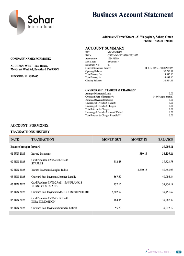 Download Omani Sohar organization statement Word and PDF template Photoshop template